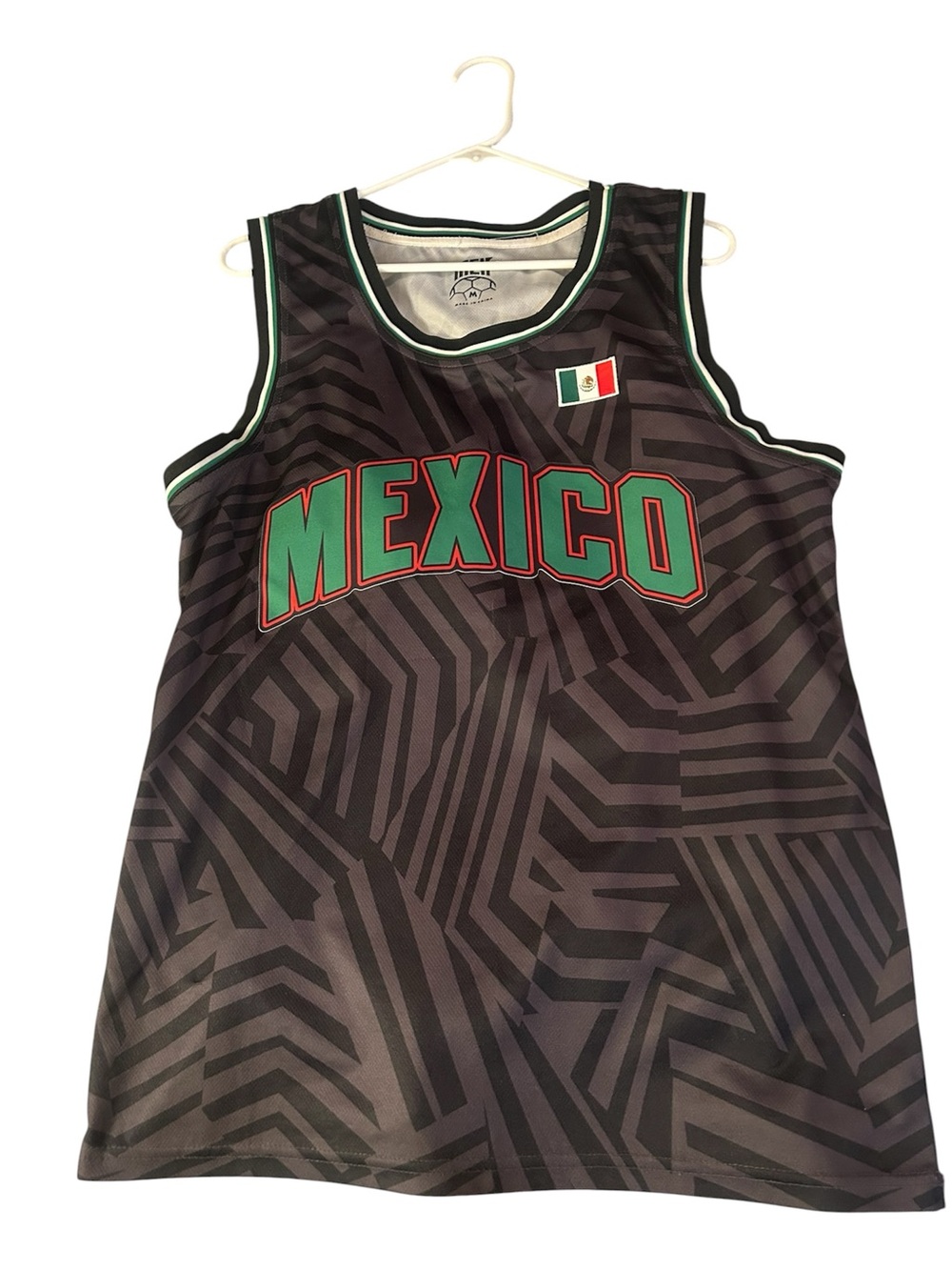Mexico Graphic men’s sleeveless jersey - Black with Green & Red Accents